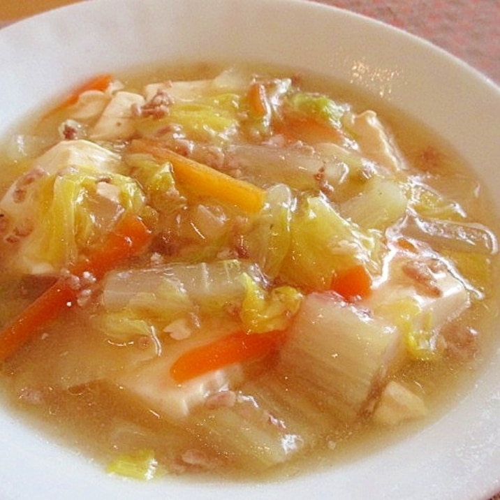 白菜と豚ひき肉のとろとろお豆腐あんかけ♪